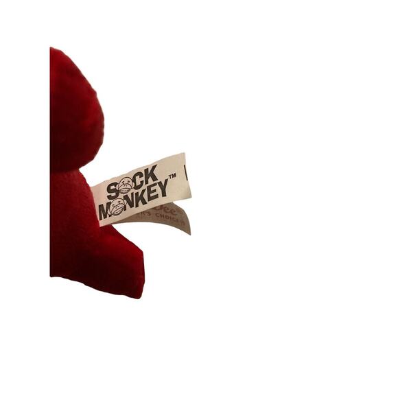 Sock Monkey Plush Red With White Heart on Front 7.5” - Picture 3 of 4